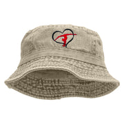 Gymnastics Ribbon Heart Embroidered Pigment Dyed Bucket Hat