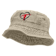 Gymnastics Ribbon Heart Embroidered Pigment Dyed Bucket Hat