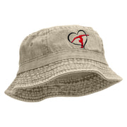 Gymnastics Ribbon Heart Embroidered Pigment Dyed Bucket Hat