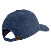 Marine Veteran Embroidered Washed Solid Pigment Dyed Cotton Twill Brass Buckle Cap - Navy OSFM