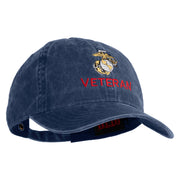 Marine Veteran Embroidered Washed Solid Pigment Dyed Cotton Twill Brass Buckle Cap - Navy OSFM
