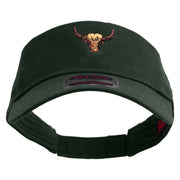 Yak Head Embroidered Cotton Twill Sun Visor - Dk-Green OSFM