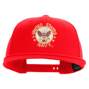 Licensed US Navy Circle Emblem Embroidered Flexfit Snapback Style Cap - Red OSFM