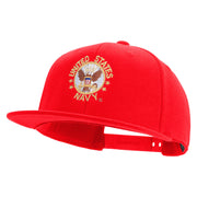 Licensed US Navy Circle Emblem Embroidered Flexfit Snapback Style Cap - Red OSFM