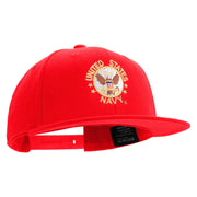 Licensed US Navy Circle Emblem Embroidered Flexfit Snapback Style Cap - Red OSFM