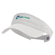 Green Power Embroidered Pro Style Cotton Twill Washed Visor - White OSFM