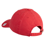 Marine Veteran Embroidered Washed Solid Pigment Dyed Cotton Twill Brass Buckle Cap - Red OSFM