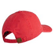 Marine Veteran Embroidered Washed Solid Pigment Dyed Cotton Twill Brass Buckle Cap - Red OSFM