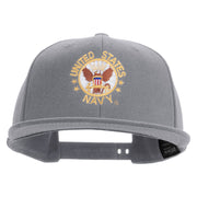 Licensed US Navy Circle Emblem Embroidered Flexfit Snapback Style Cap - Dk-Grey OSFM