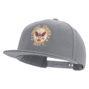 Licensed US Navy Circle Emblem Embroidered Flexfit Snapback Style Cap - Dk-Grey OSFM