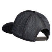 Old English White M Patched Cotton Deluxe Trucker Ball Cap - Black Grey OSFM