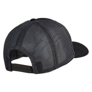 Old English White M Patched Cotton Deluxe Trucker Ball Cap - Black Grey OSFM