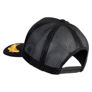 Scrambled Eggs White Patched Solid Cotton Twill 5 Panel Mesh Back Cap - Black OSFM