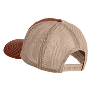 Old English White M Patched Cotton Deluxe Trucker Ball Cap - Brown Khaki OSFM