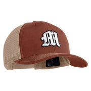 Old English White M Patched Cotton Deluxe Trucker Ball Cap - Brown Khaki OSFM