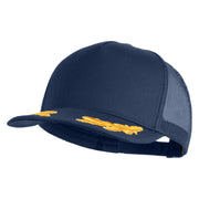 Scrambled Eggs White Patched Solid Cotton Twill 5 Panel Mesh Back Cap - Navy OSFM