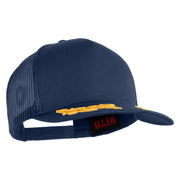 Scrambled Eggs White Patched Solid Cotton Twill 5 Panel Mesh Back Cap - Navy OSFM