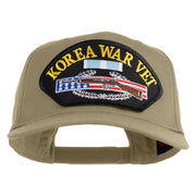 Korea War Vet Patched Solid Cotton Twill 5 Panel Prostyle Snap Cap - Khaki OSFM