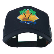 Beach Hut Embroidered Mesh Back Cap