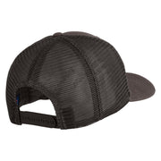 Old English White M Patched Cotton Deluxe Trucker Ball Cap - Charcoal Black OSFM