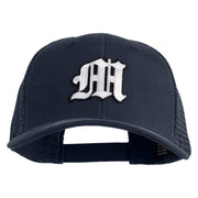 Old English White M Patched Cotton Deluxe Trucker Ball Cap - Navy Navy OSFM