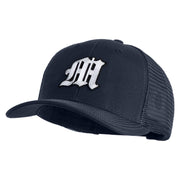 Old English White M Patched Cotton Deluxe Trucker Ball Cap - Navy Navy OSFM