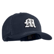 Old English White M Patched Cotton Deluxe Trucker Ball Cap - Navy Navy OSFM