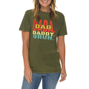 Daddy Bruh Unisex Ring Spun Cotton Vintage Short Sleeve Crewneck Tee Shirt - Vintage-Olive XS