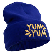 Yum Yum Embroidered 12 Inch Long Knitted Beanie - Royal OSFM