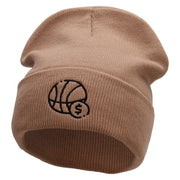 Basketball Bet Embroidered 12 inch Acrylic Cuffed Long Beanie - Khaki OSFM