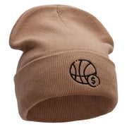 Basketball Bet Embroidered 12 inch Acrylic Cuffed Long Beanie - Khaki OSFM