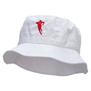 Rugby Player Jumping Embroidered Bucket Hat - White OSFM