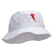 Rugby Player Jumping Embroidered Bucket Hat - White OSFM