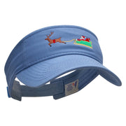 Santa On the Way Embroidered Pro Style Cotton Twill Washed Visor