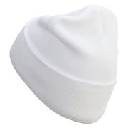 Slainte Embroidered 12 Inch Long Knitted Beanie - White OSFM