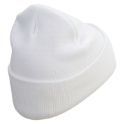 Slainte Embroidered 12 Inch Long Knitted Beanie - White OSFM