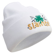 Slainte Embroidered 12 Inch Long Knitted Beanie - White OSFM