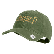 United States Marines Semper Fi Embroidered Washed Solid Pigment Dyed Cotton Twill Brass Buckle Cap - Olive OSFM