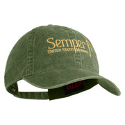 United States Marines Semper Fi Embroidered Washed Solid Pigment Dyed Cotton Twill Brass Buckle Cap - Olive OSFM