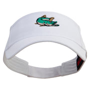 Pike Fish Embroidered Cotton Twill Sun Visor - White OSFM