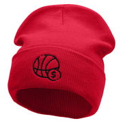 Basketball Bet Embroidered 12 inch Acrylic Cuffed Long Beanie - Red OSFM