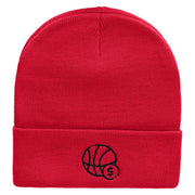 Basketball Bet Embroidered 12 inch Acrylic Cuffed Long Beanie - Red OSFM