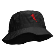 Rugby Player Jumping Embroidered Bucket Hat - Black OSFM