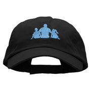 Happy Dad and Children Embroidered Low Profile Dyed Cotton Twill Cap - Black OSFM