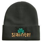 Slainte Embroidered 12 Inch Long Knitted Beanie - Dk-Grey OSFM