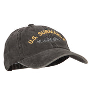 US Submarine Logo Military Embroidered Washed Cotton Twill Cap