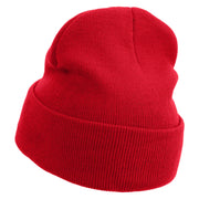 Yum Yum Embroidered 12 Inch Long Knitted Beanie - Red OSFM