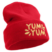 Yum Yum Embroidered 12 Inch Long Knitted Beanie - Red OSFM