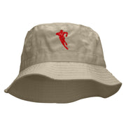 Rugby Player Jumping Embroidered Bucket Hat - Natural OSFM