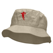 Rugby Player Jumping Embroidered Bucket Hat - Natural OSFM